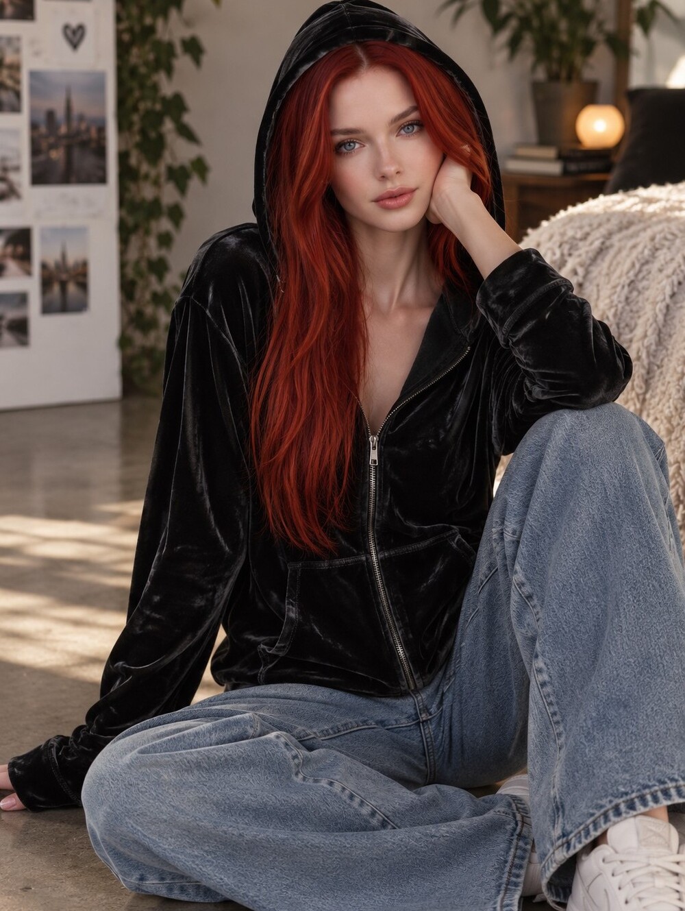 Y2K Liana Black Liquid Velvet Grunge Vintage Hoodie!!